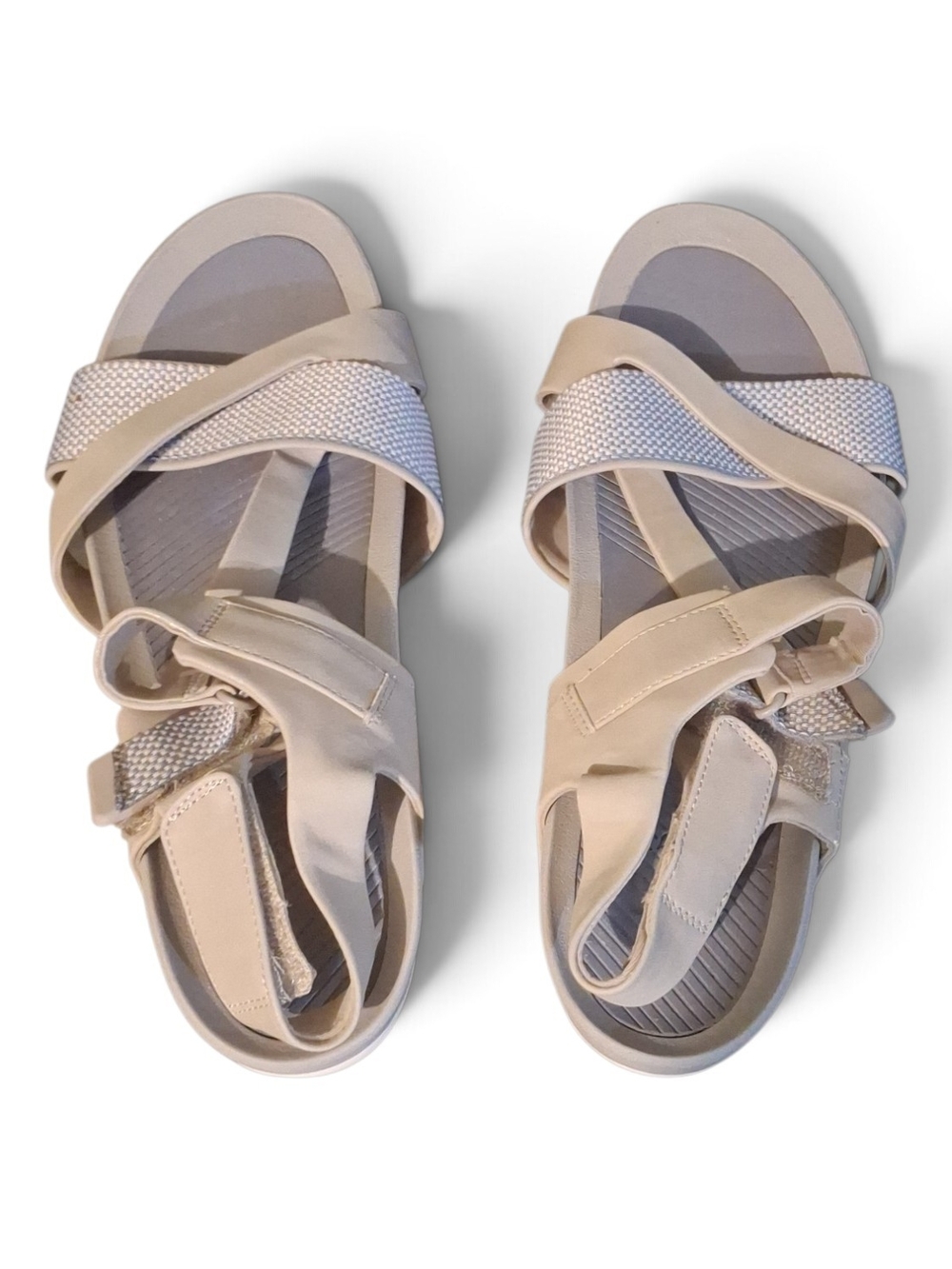 Beige Women's Strappy Comfort Sandals